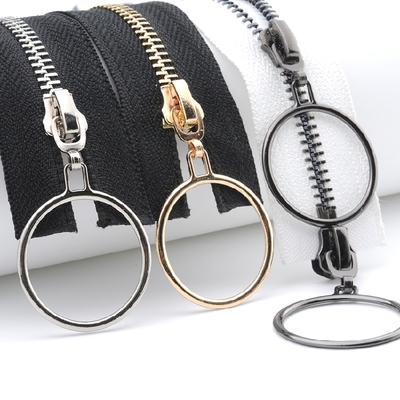 5號(hào)金屬白銅拉鏈亮銀淺金齒高檔羽絨服夾克皮衣鐵齒雙頭槍黑拉鎖 - 360購(gòu)物