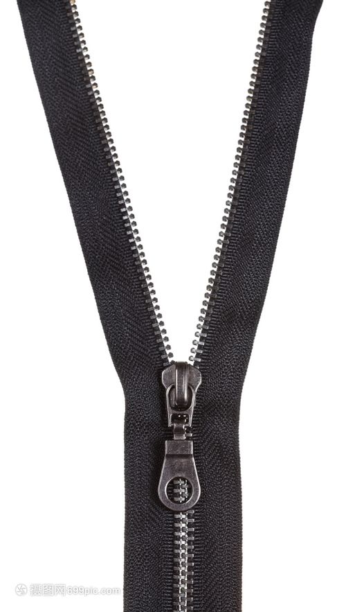 關(guān)閉白色背景上隔離的金屬黑色拉鏈